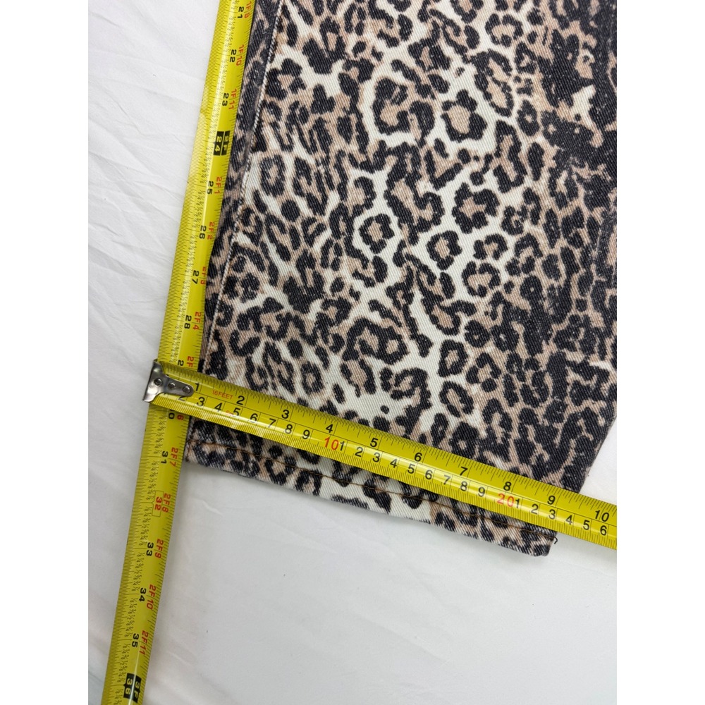 Lioness Faded Leopard Print Horseshoe Jeans Low Rise Curved Leg Denim Small - Picture 5 of 9